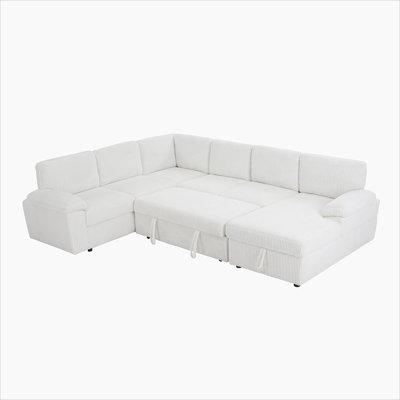 Oversized Modular Storage Sectional Sofa Couch for Living Room with Convertible Sleeper