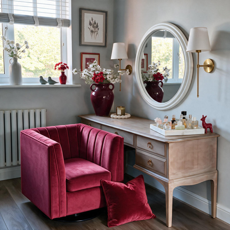 Fauteuil de coiffeuse Allard, Velours rose