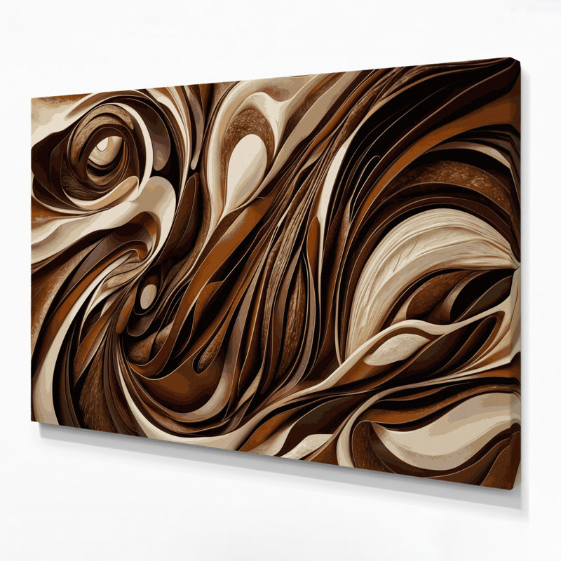 Biomorphic Abstraction 75 Brown Canvas Wall Art, 11" H x 14" W