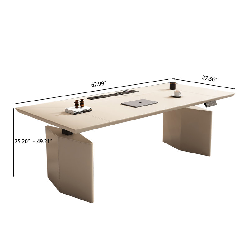 Bureau moderne réglable en hauteur 62,99 po, H 49,21 po x l 62,99 po x P 27,56 po