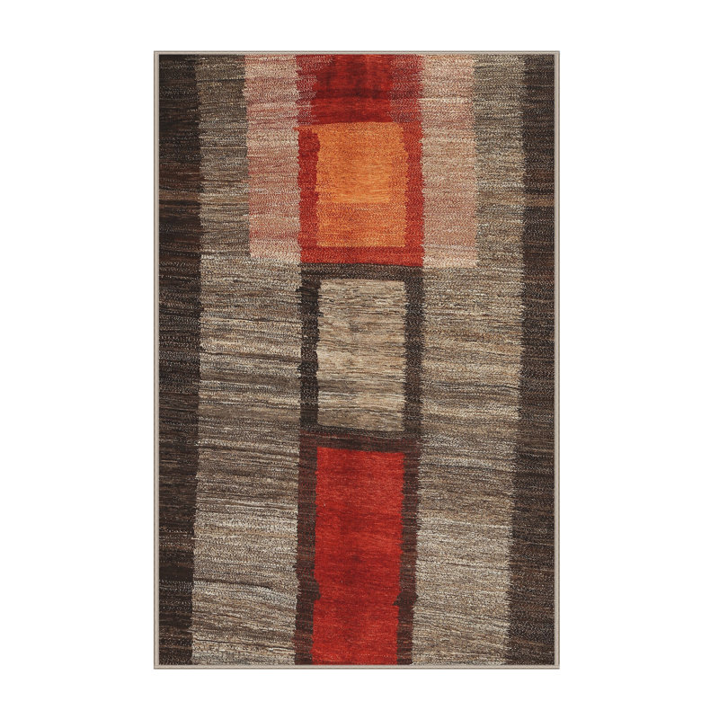 Tapis beige/brun/rouge contemporain, Rectangle 7 pi x 10 pi