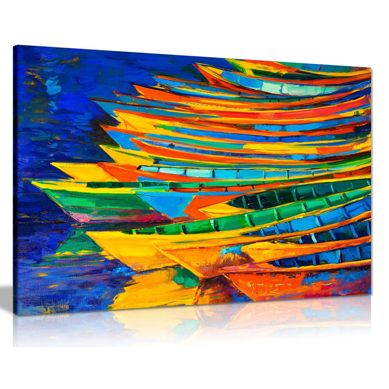 Impressionism Boats Sea - Wrapped Canvas Print, 20cm H x 31cm W