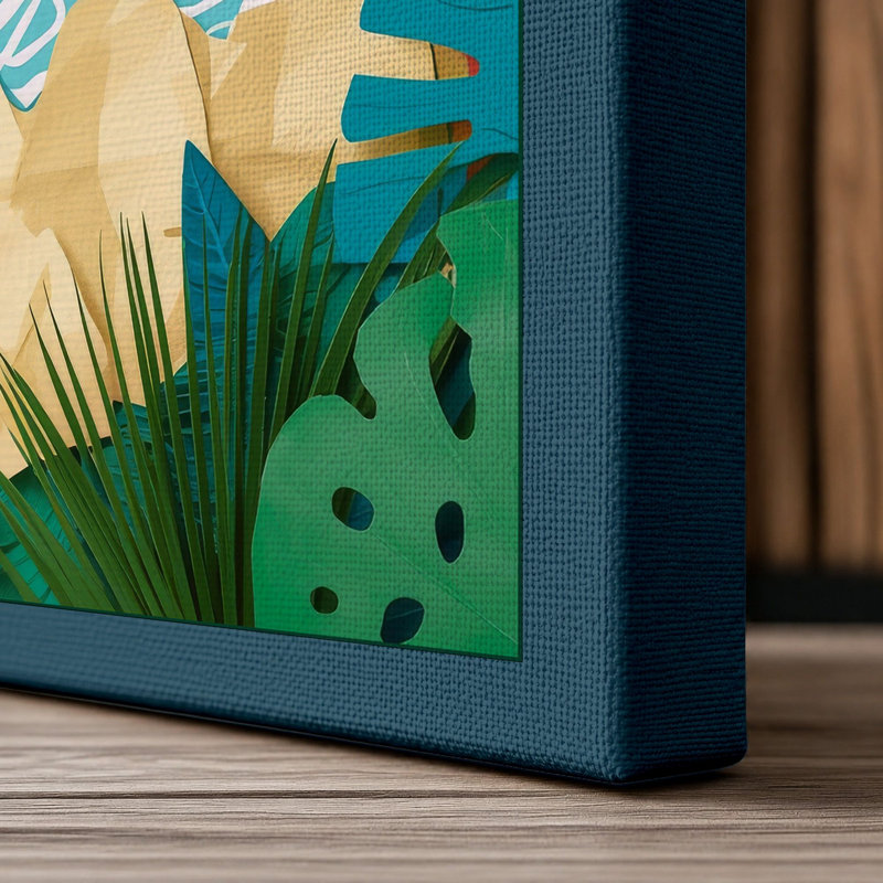 Paradise Tropical - Wrapped Canvas, 18x12 - 45.7 x 30.5 cm, Teal Border