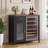 Coffee Bar Cabinet with Fridge Space, Mini Fridge Stand, Black