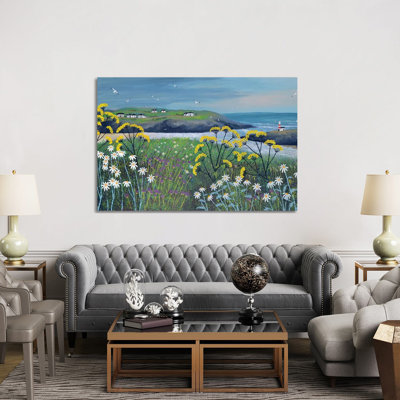 Headland Cottages by Jo Grundy - Wrapped Canvas Print