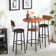 3-Piece Bar Table Set for 2, 2-Tier Round Bistro Dining Table & PU Stools, Counter Height Table