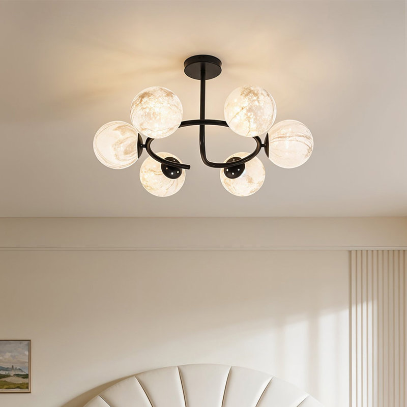 6 - Light Matte Black Chandelier Pendant