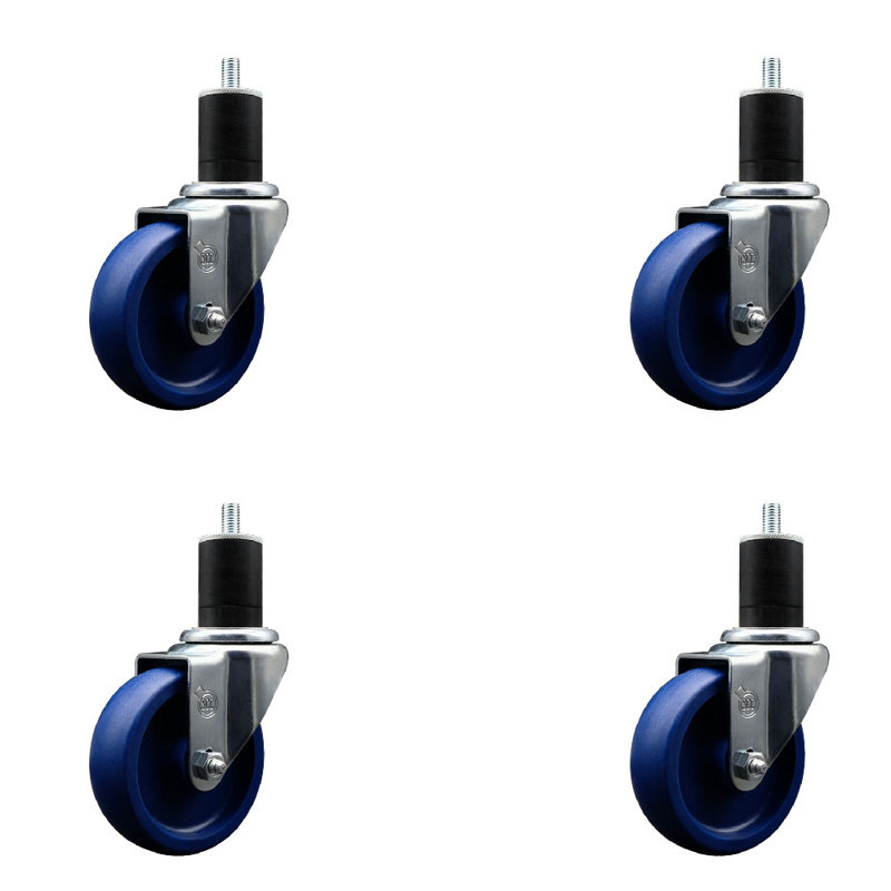 Solid Poly Wheel Swivel Expanding Stem Caster Set SCC NB 4" x 1-3/4"