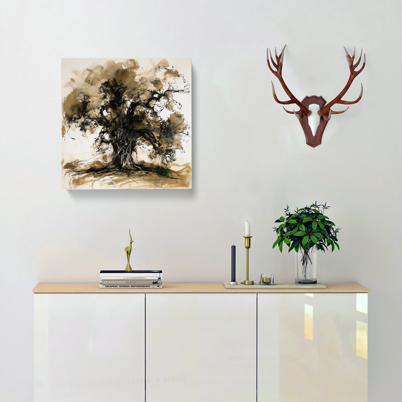Oak Tree Gestural Art - Wrapped Canvas, 35cm H x 35cm W x 3cm D