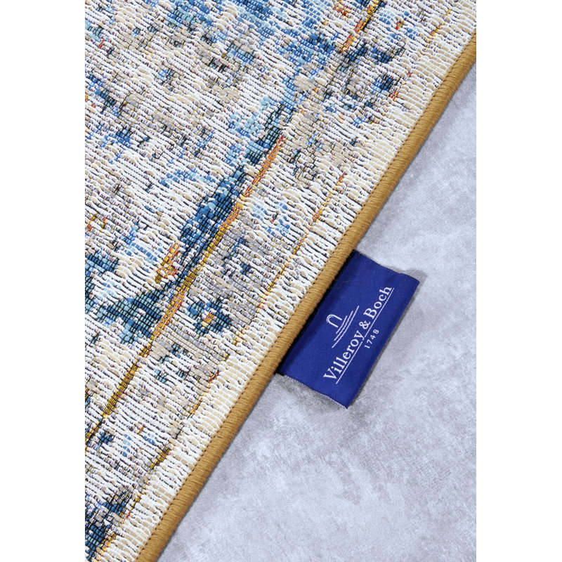 Kollektion 1767 Machine Woven Cream blue Rug, Rectangular 120 x 180cm