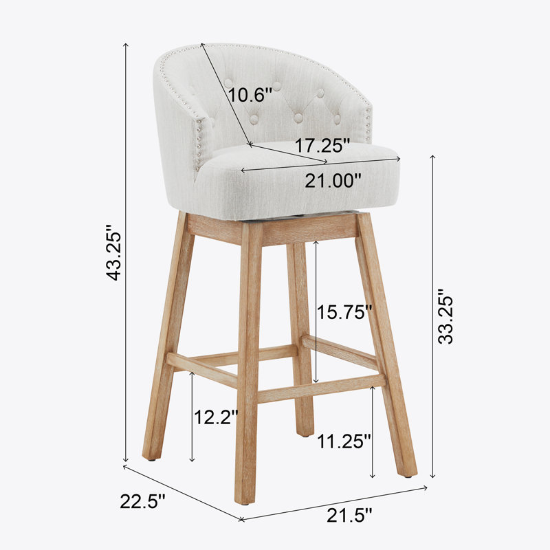 Tabourets de bar pivotants, Beige, Naturel