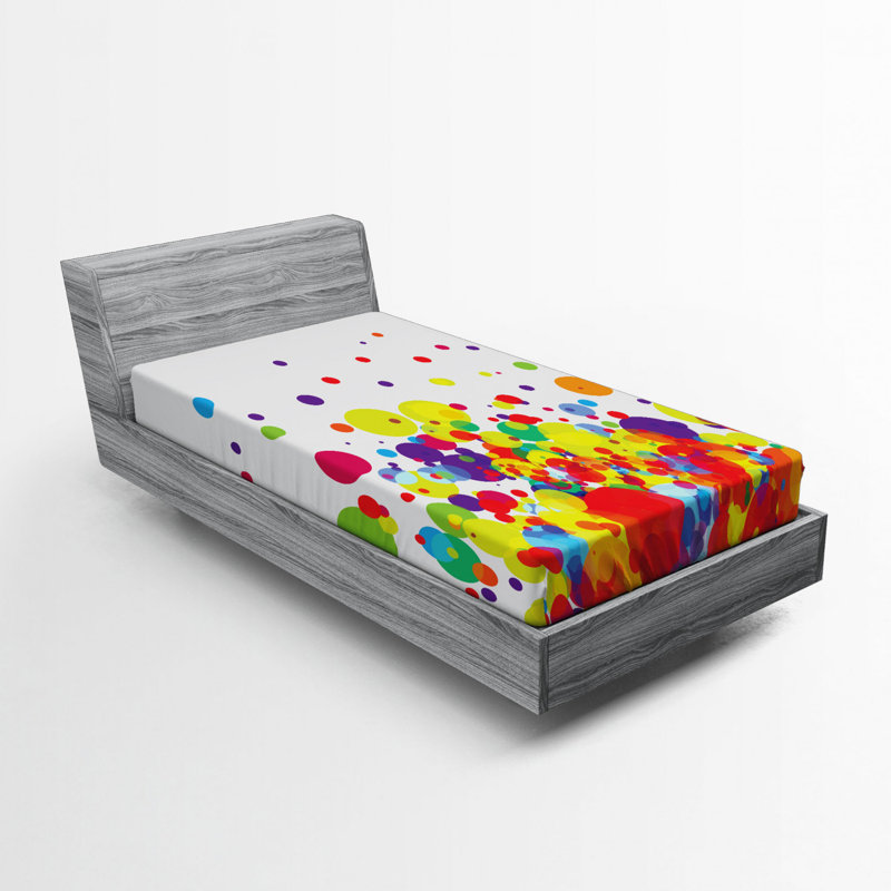 Full Size White Microfiber Abstract Print Fitted Sheet