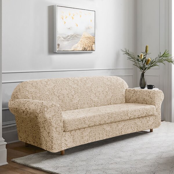 Damask Box Cushion Sofa Slipcover