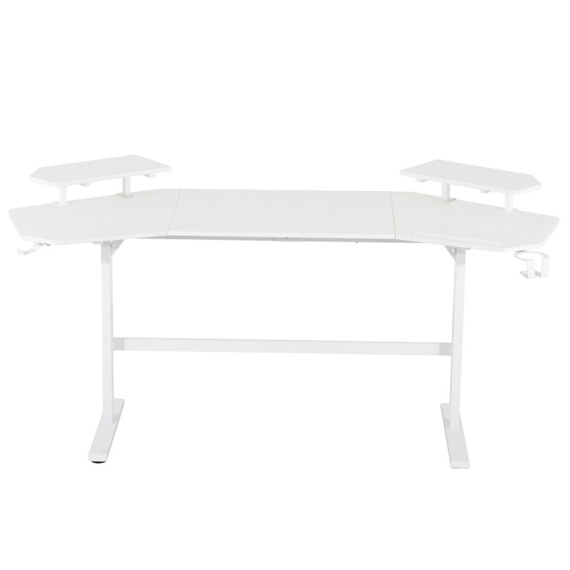 Game table with bookshelf and accessory shelf, White