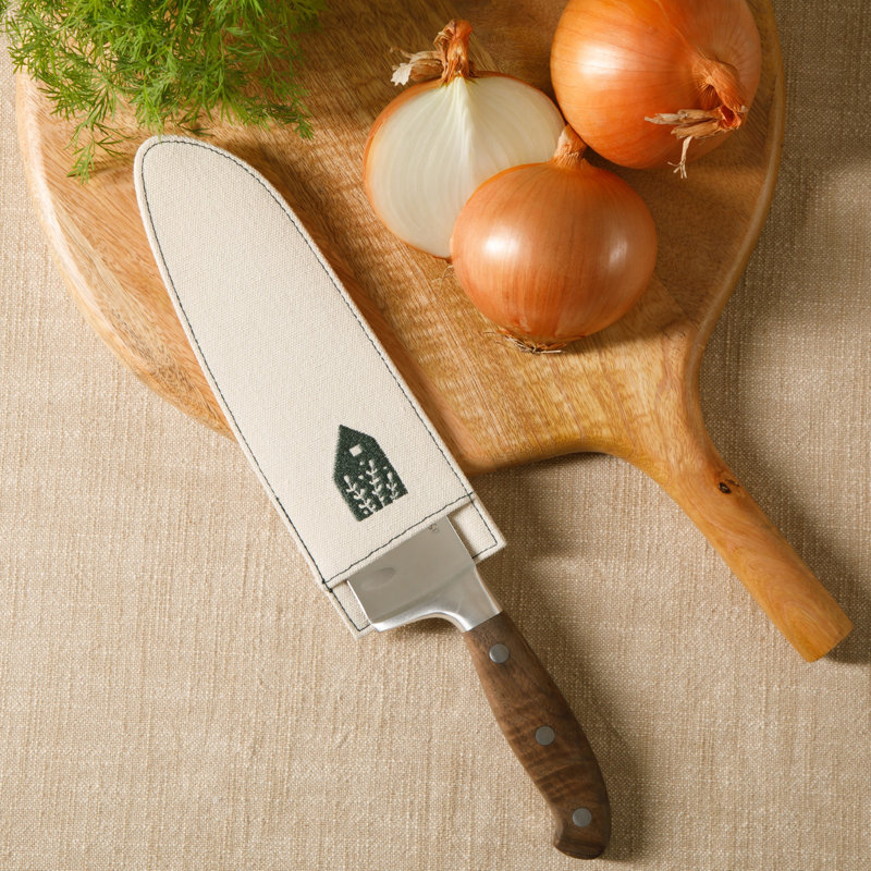 Couteau allemand en acier inoxydable 7 pouces avec poignée en bois de noyer Bloomhouse, 7in Santoku