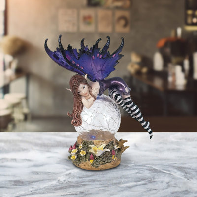 Jocilynn 6"H LED Light Purple Fairy with Clear Wings Figurine Unique Gifts