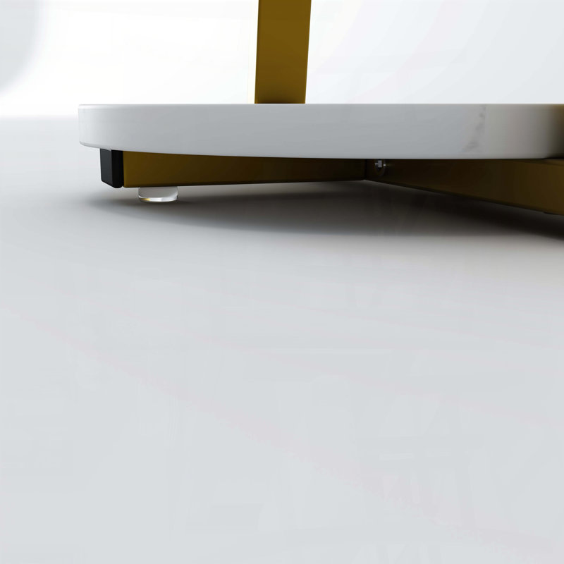 Small Round Side Table with 3-Tier Storage (White & Gold), Gold