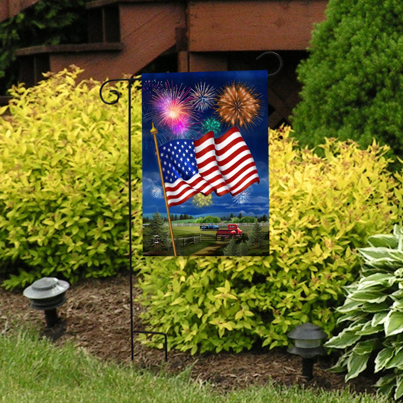 American Flag Firework Garden Flag