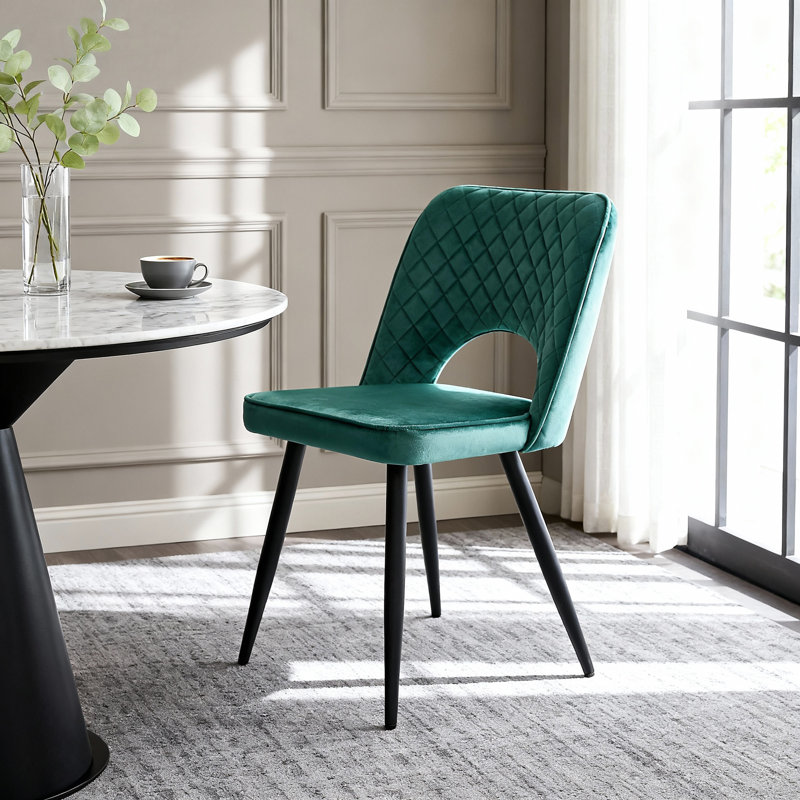 Asfand 50cm H Velvet Upholstered Side Chair, Dark Green