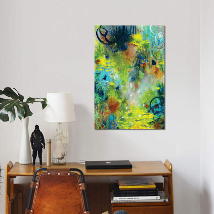 « calling », impression sur toile, H 18 po x l 12 po x P 1,5 po, Toile tendue, Pas de tapis