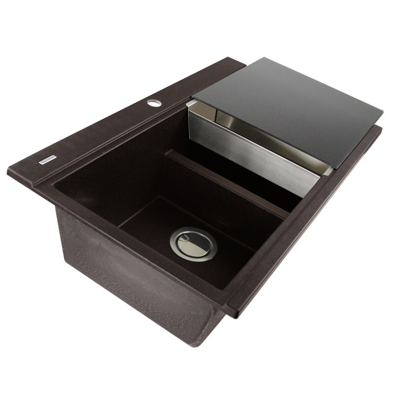 Plymouth 34'' L Drop-In Double Basin Kitchen Sink, Brown