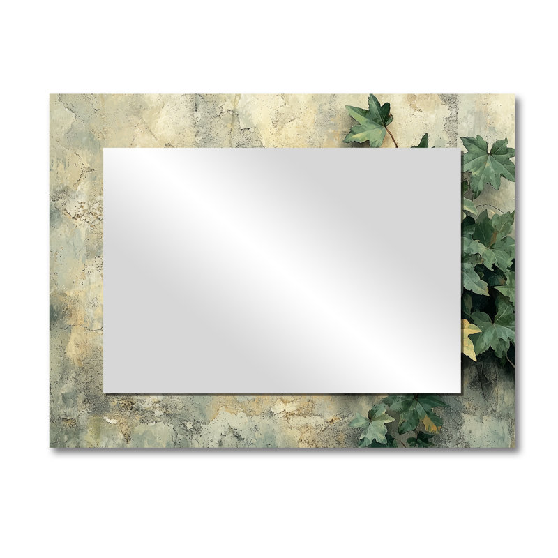 Collage Of Ivy Leaves On A Wall I - Floral Mirror Wall Art - Printed On Metal, 30" x 40"