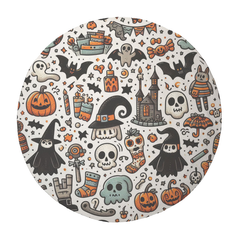 Adorable Boo! Tapis tressé, Rond 5 pi