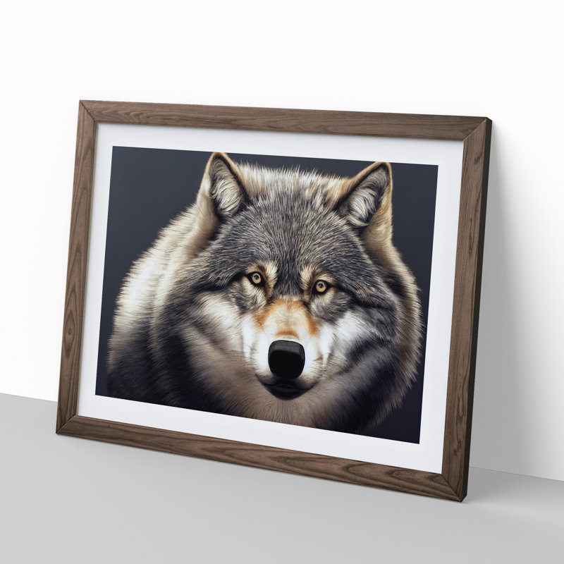 Inspirational Wolf - Framed Print, 34cm H x 46cm W x 2cm D, Walnut Framed