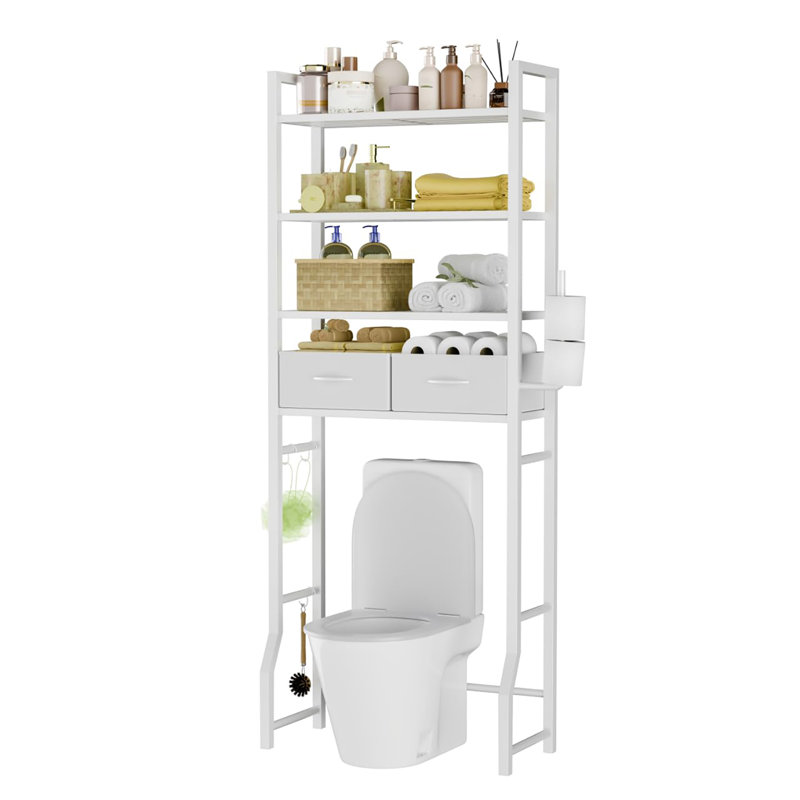 Rangement au-dessus de la toilette à 4 niveaux avec tiroirs, Blanc