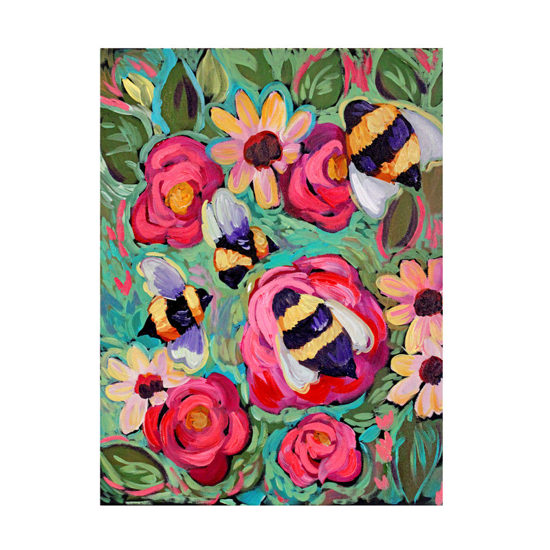 «Krystyl Bees In The Garden On Canvas» par Natasha Wescoat, reproduction, H 32 po x l 24 po x P 2 po