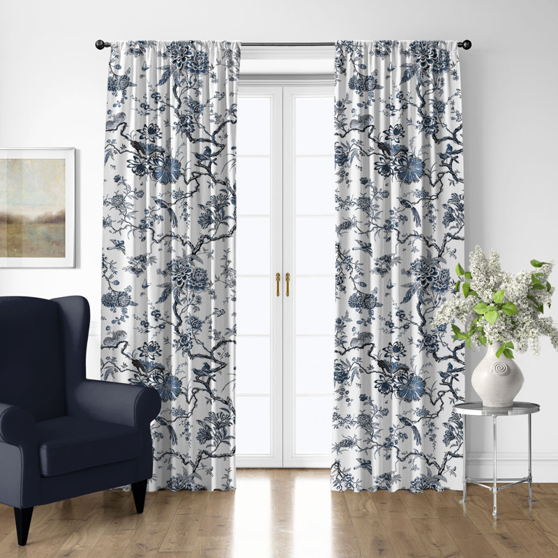 Ensemble de 2 panneaux de rideaux en coton Tree Top Sky, L 50 po x L 108 po