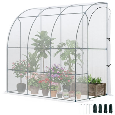 Serre de jardin d'extérieur Lean to Greenhouse 7 'x 4' x 7 'avec couverture PE