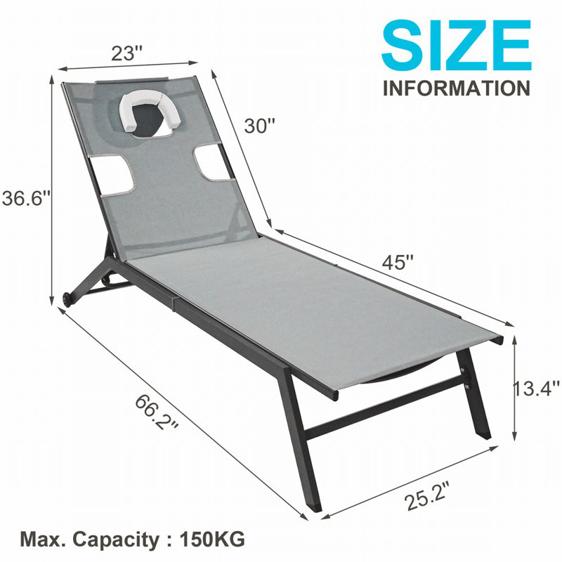 Faysal 166cm Long Single Chaise, Grey