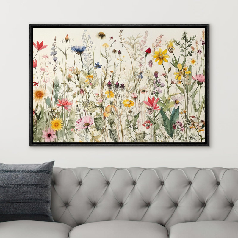 «Wildflowers Prints Minimalist» sur, H 24 po x l 36 po, Cadre noir