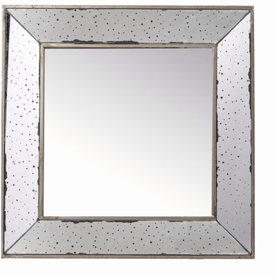 18" x 18" worn silver square decorative mirror, traditional style framed wall mirror, suitable for living room, entrance corridor, office, bedroom, hallway