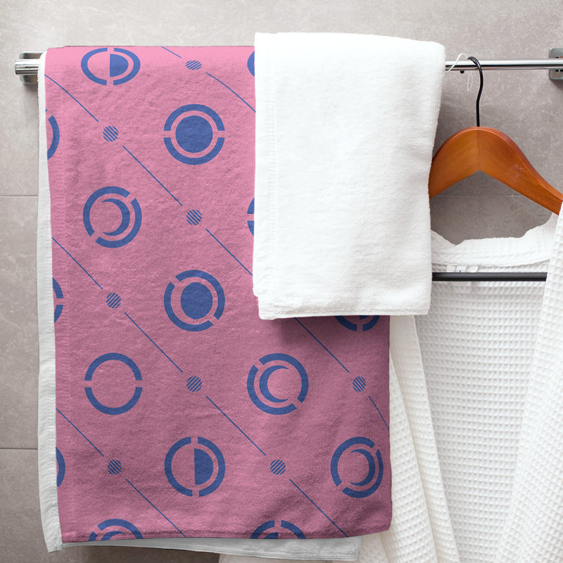 Classic Moon Phases Bath Towel, Light Pink/Blue
