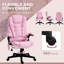 Fauteuil de bureau vibrant et chauffant en rose, dossier haut en lin, inclinable réglable, rembourré pour un travail confortable avec massage en 6 points du dossier avec soulagement,