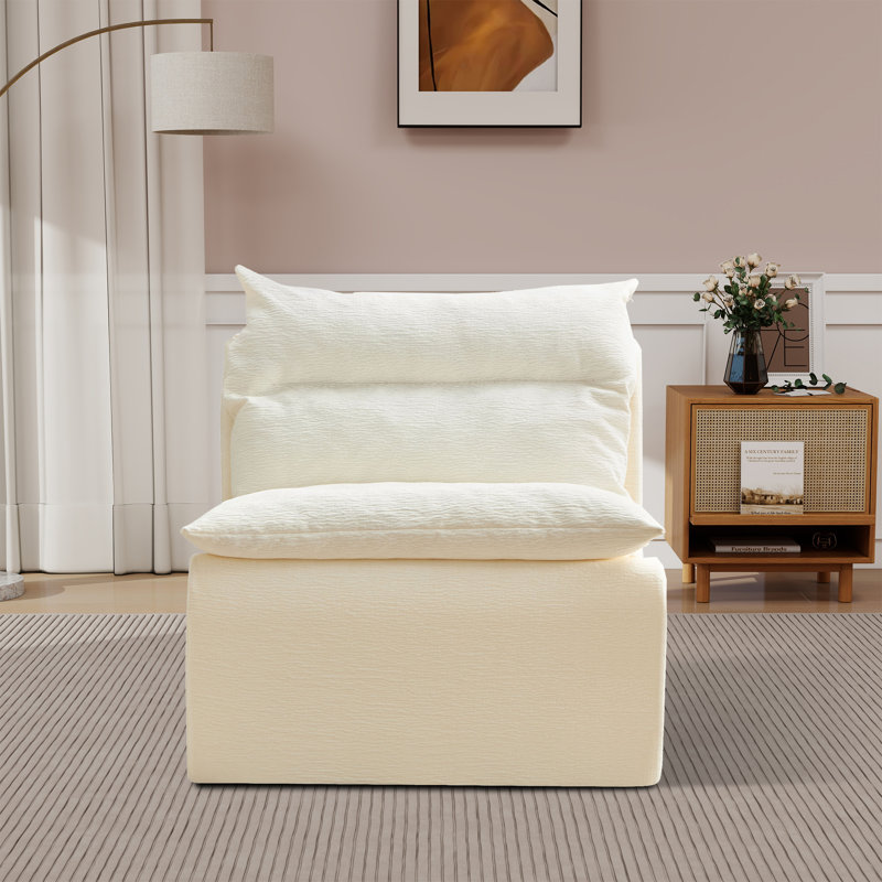 Fauteuil d'appoint sans accoudoirs l 31,47 po, Polyester blanc