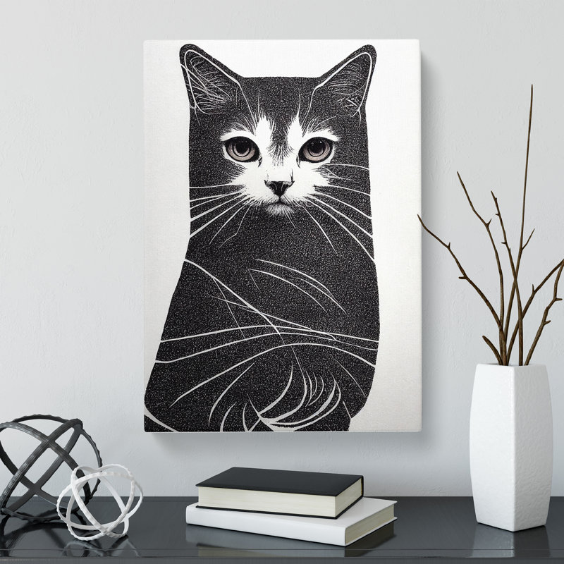 Cat Stippling - Wrapped Canvas, 60cm H x 40cm W x 3cm D