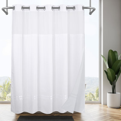 Striped Shower Curtain with Snap-in Liner, No Hooks Needed