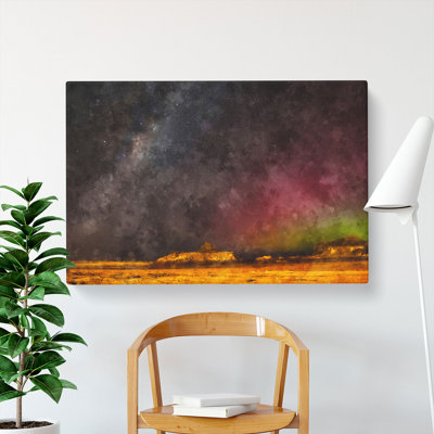 Aurora Australis Lights In New Zealand Painting - Wrapped Canvas