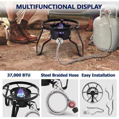 ARC Outdoor Propane Stove, 55,000 BTU Single Burner and Cast Iron Wok