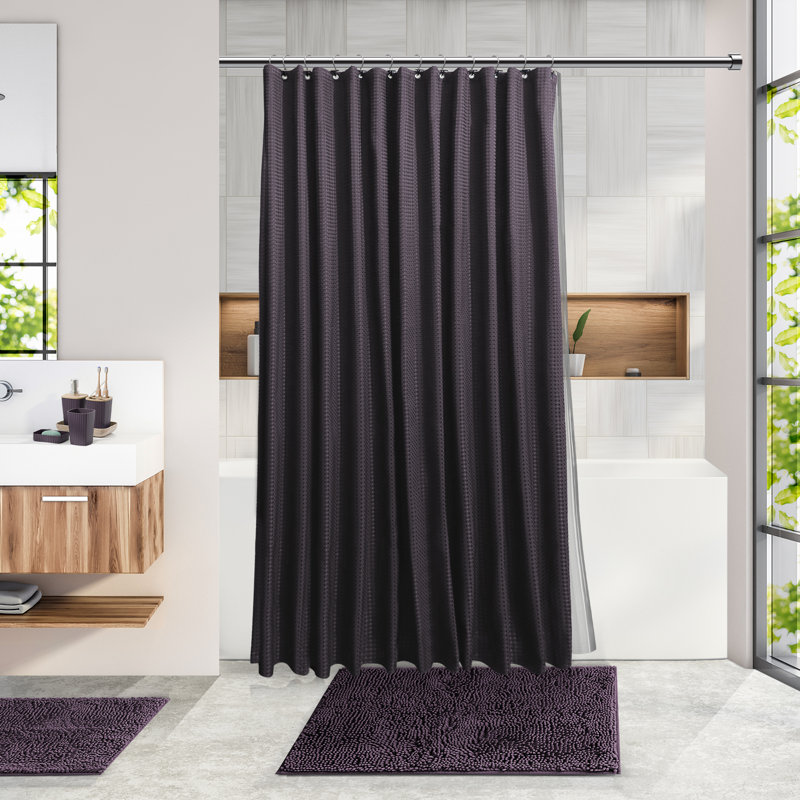 Complete 20 Piece Bathroom Accessory Set with Shower Curtain, Liner, and Hooks, Purple