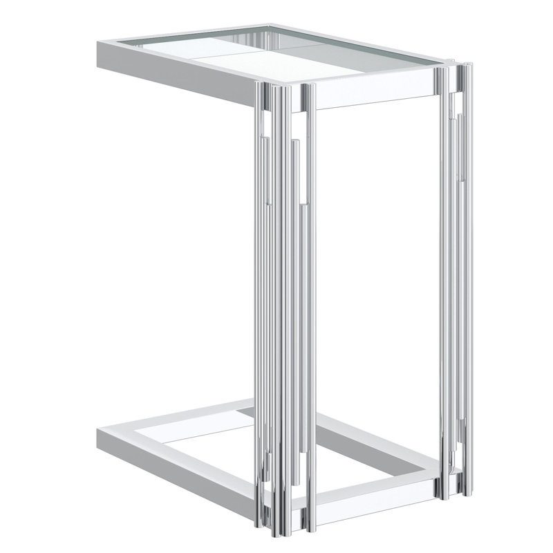 Petite table d'appoint Jeffrey en argent, Argent argent