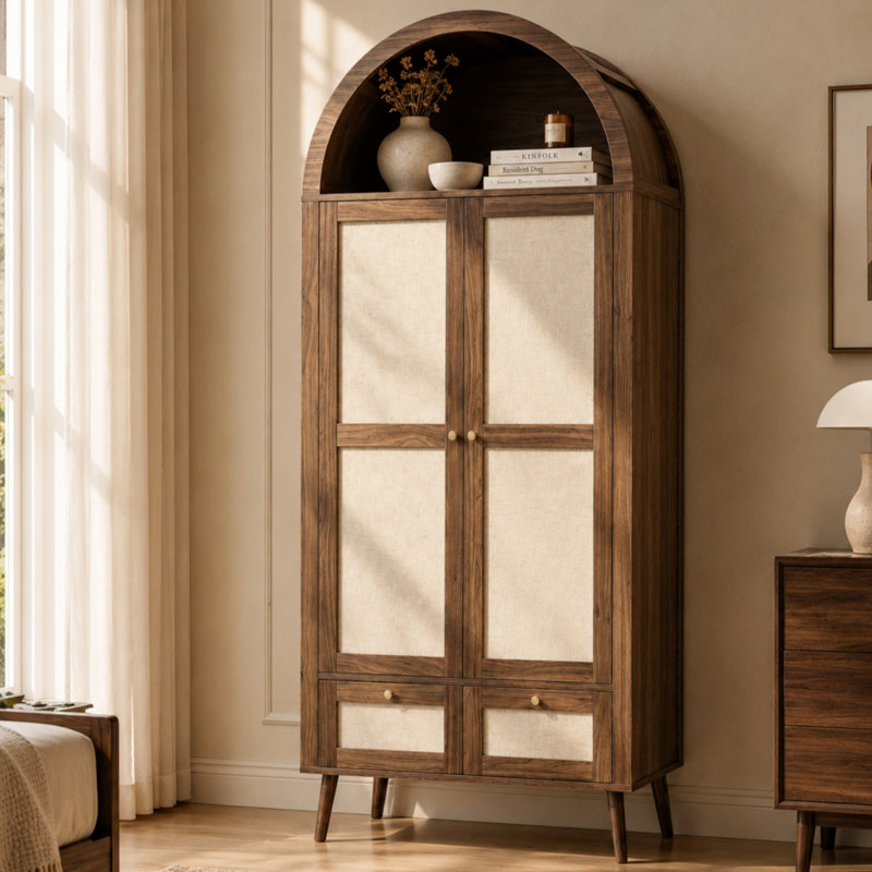 2 Door MDF Wardrobe, Walnut