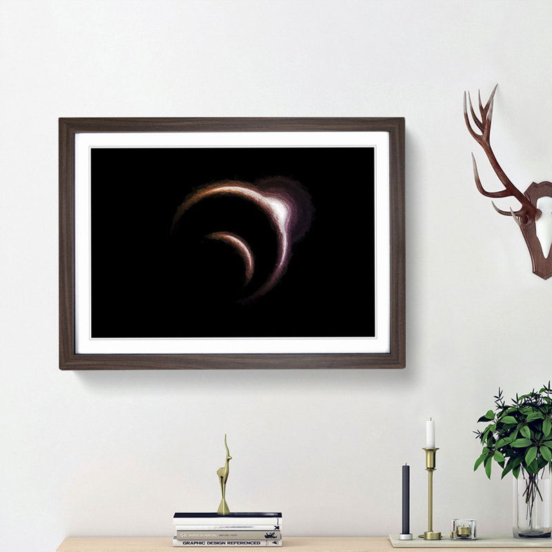 The Sun Behind the Earth and Moon - Picture Frame Painting Print, 48cm H x 65cm W x 2cm D, Walnut Framed