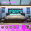 Base de lit avec tête de lit bibliothèque Revan, 2 supports amovibles, 4 tiroirs et DEL RVB-100758306-100758302
