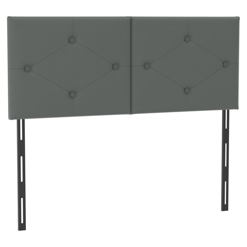 Upholstered Faux Leather King Size Headboard,Sturdy Metal Legs,Tufted Upholstery Design, Ivory, King