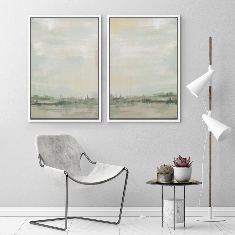 Paysage abstrait, nature sauvage, rustique, art moderne, ferme, décoration murale, œuvre d'art, paysage, 2 pièces, Blanc