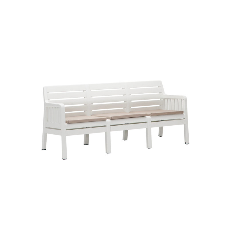 Cardamom 190cm Wide Patio Sofa with Cushions, White